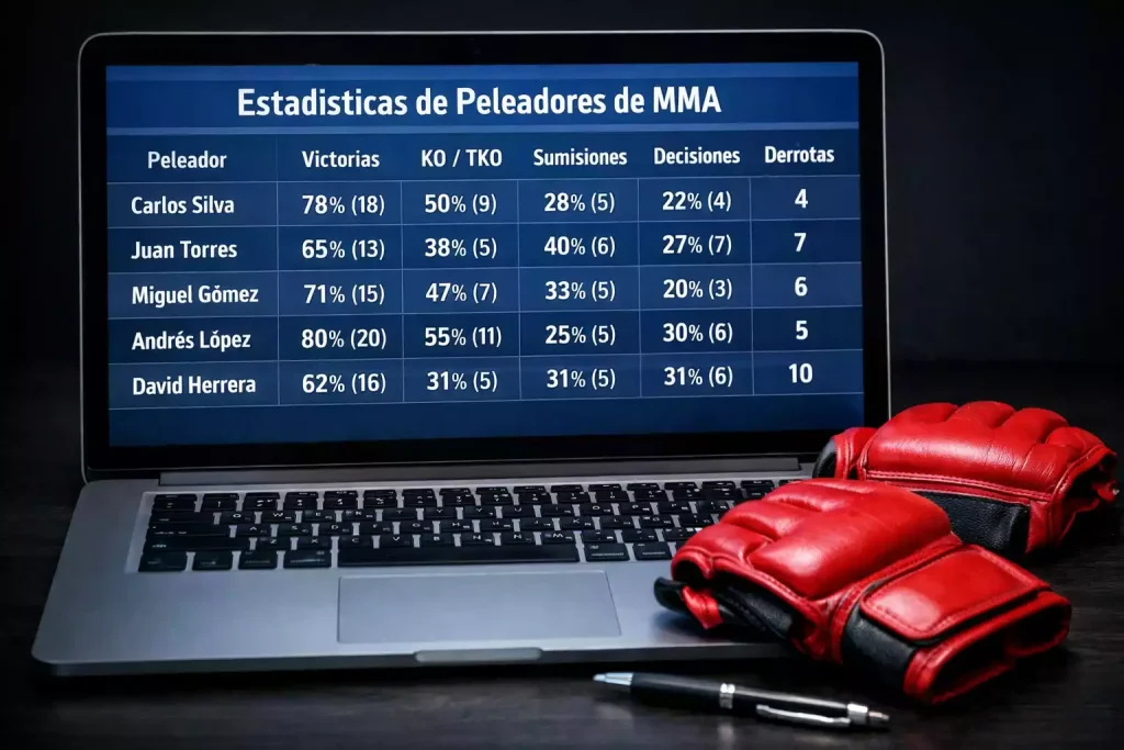 Estadísticas UFC para apuestas con datos por división