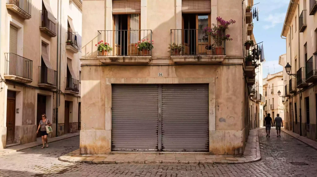 Fachada de un local de apuestas deportivas cerrado durante el día en una calle de una ciudad española