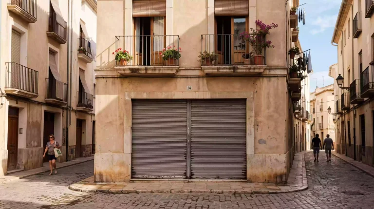 Fachada de un local de apuestas deportivas cerrado durante el día en una calle de una ciudad española